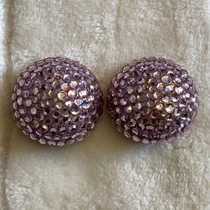 Richard Kerr pink rhinestone studded clip on earrings
